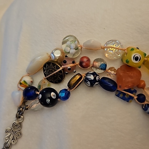 Artisan Handmade Macrame Bead Soup Lampwork Multi-strand Necklace - Picture 6 of 14
